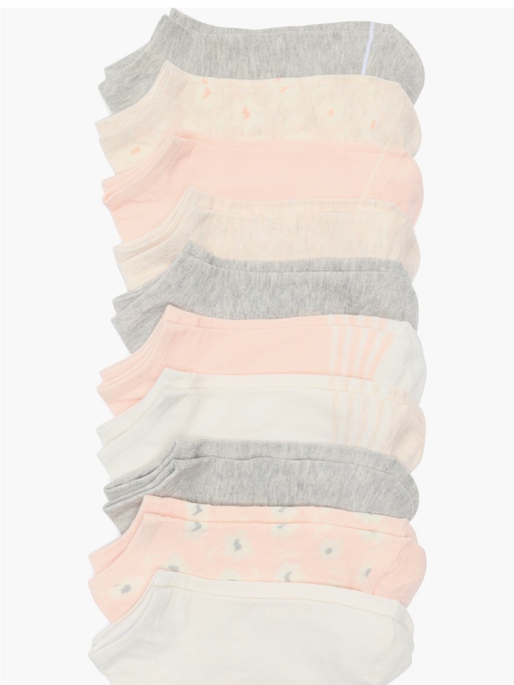 Vince Camuto Peach-Pink Floral No-Show Socks with Gray Accents